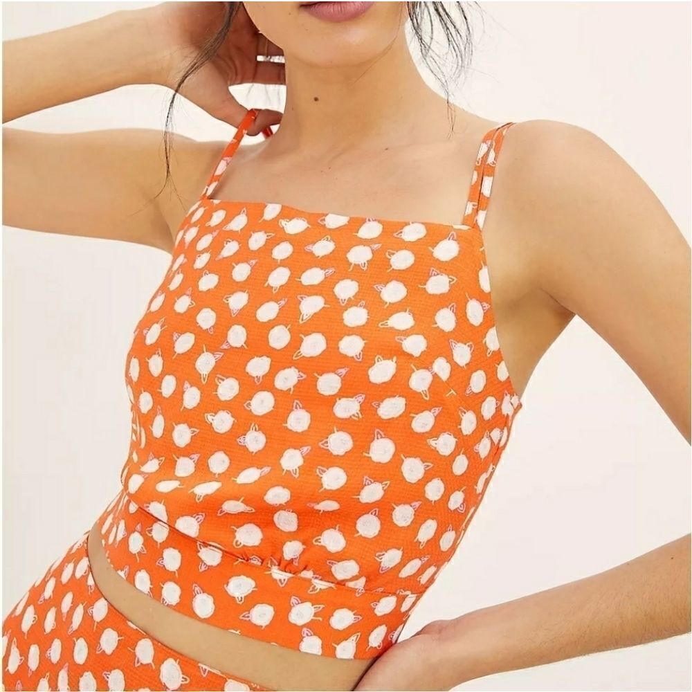 Anthropologie Red Daisie Crop Tank Top